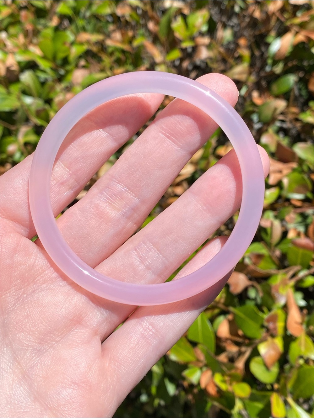 Natural Pink Chalcedony Bangle 58.6mm Pink Gemstone Bracelet